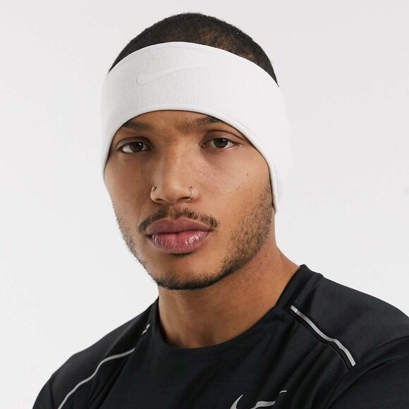 Nike Unisex White Fleece Headband Activewear Athletic Workout Performance L25-16 - Picture 1 of 9